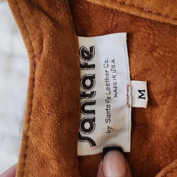 Vtg 70s Western Santa Fe Leather Company Suede Pullover Short Sleeve Medium - Picture 6 of 12